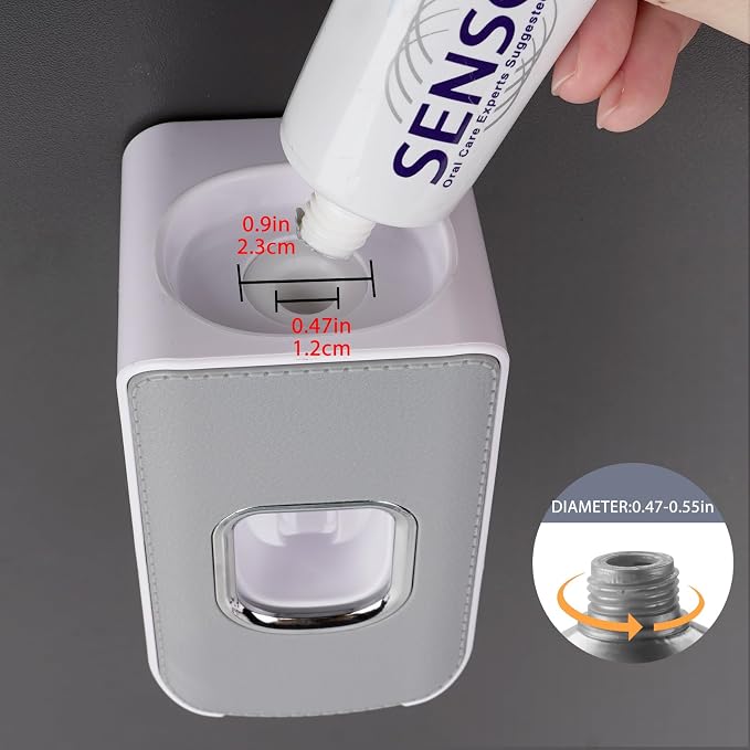 2 Slot Plastic Toothbrush Holder and Toothpaste Dispenser Wall Mounted - Image 2