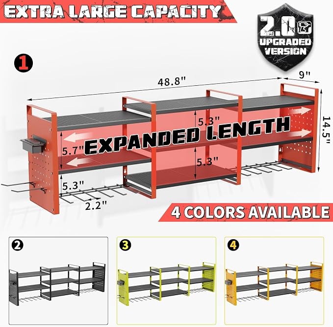 Power Tool Organizer with Charging Station Wall Mount, 3 Layer Expanded Heavy - Image 3