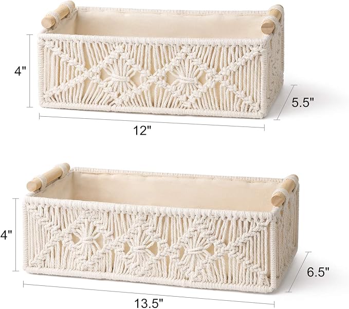Mkono Macrame Storage Baskets Boho Decor Box Handmade Woven Decorative - Image 6