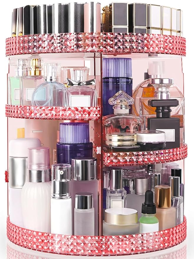 360 Degree Rotating Makeup Organizer, Extra Large Capacity Perfume Holder by HEMTROY
