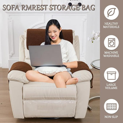 Armrest Cover, Recliner Chair Protector, Furniture Protector Slip, Side Storage - Image 2