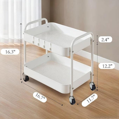 Under Desk Storage Cart 2 Tier Utility Rolling Cart - Image 2