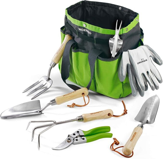WORKPRO Garden Tools Set, 8 Piece, Stainless Steel Heavy Duty Gardening Tools by WORKPRO