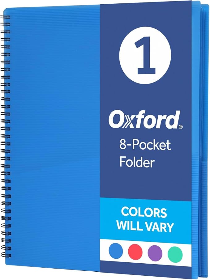 Oxford Poly 8-Pocket Organizer, Letter Size Folder, Durable Translucent Poly by Oxford