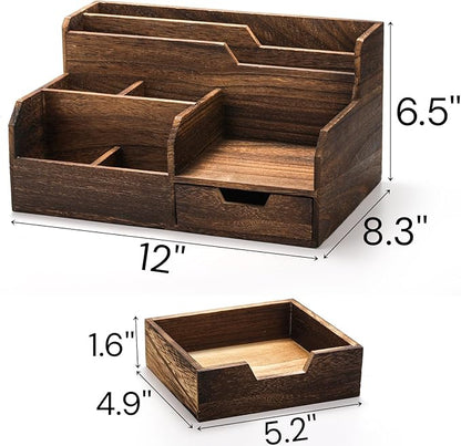 Pumtus Brown Wooden Desk Organizer, Mail Organizer - Image 2