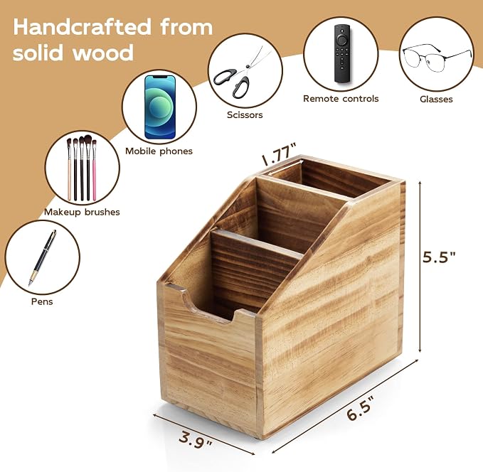 Remote Control Holder, TV Remote Holder, Wood Farmhouse Remote Caddy - Image 2