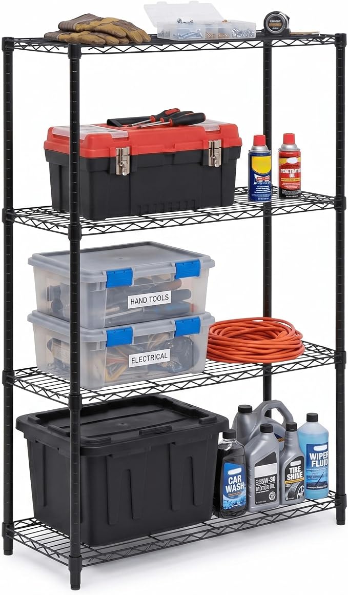 Honey-Can-Do 4-Tier Heavy Duty Adjustable Shelving Unit, 250-lb Per Shelf Metal by Honey-Can-Do