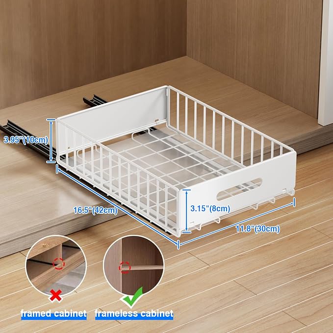 MUSTORN 2 Pack Pull Out Cabinet Organizer, Slide Out Cabinet Drawers Peel and - Image 3