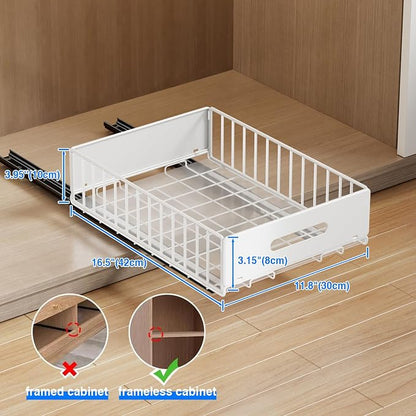MUSTORN 2 Pack Pull Out Cabinet Organizer, Slide Out Cabinet Drawers Peel and - Image 3
