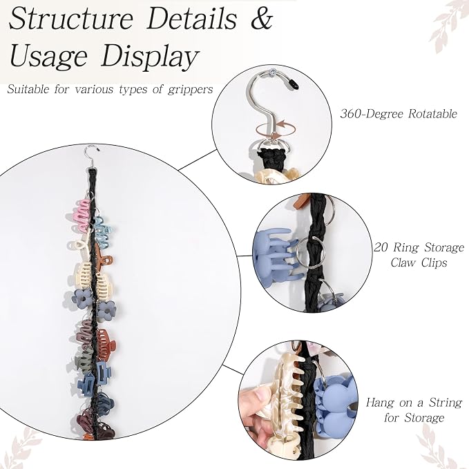 SNOWSTAR Macrame Hair Claw Clip Organizer - Image 2
