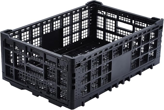 Collapsible Storage Crates, 52 Liter Heavy Duty Foldable Plastic Crates by Unknown