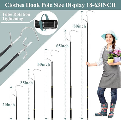Clothes Hook Pole Heavy Duty, 32 to 80In Retail Clothing Hook Pole | Extra Long - Image 2