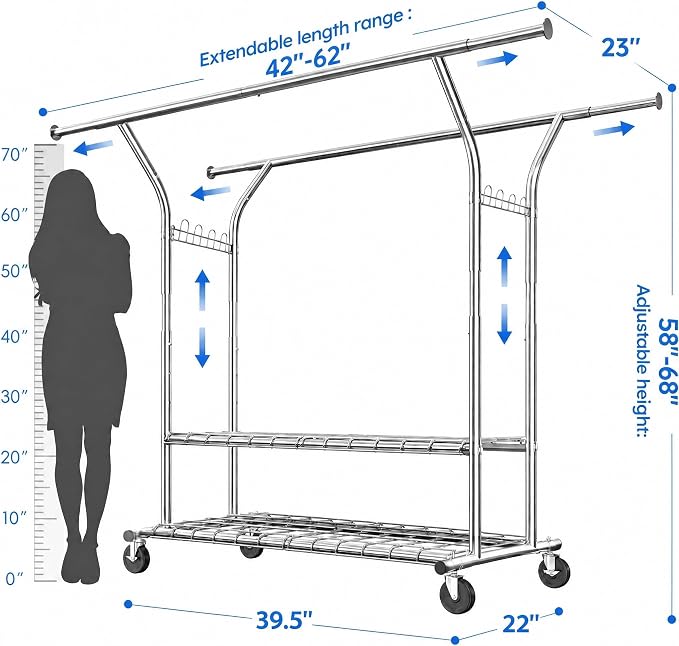 GRANNY SAYS Heavy Duty Clothes Rack Rolling Clothing Racks - Image 6