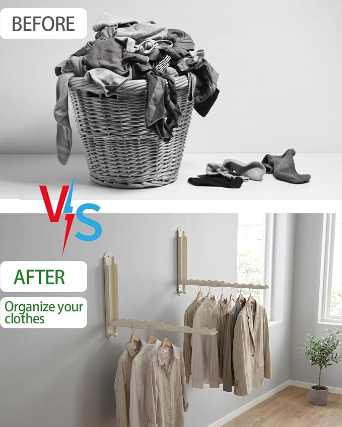 Foldable Clothes Drying Rack Heavy Duty Wall Mounted 2 Pack - Image 3