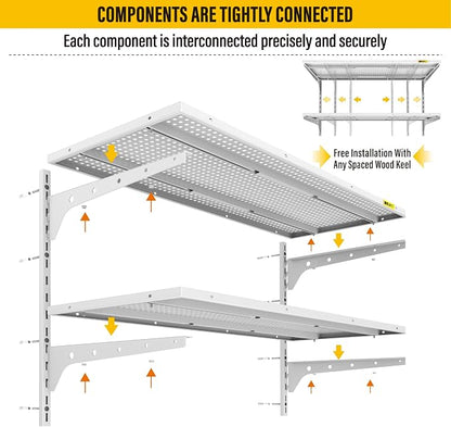2-Pack 2 Tier 1.3x3ft Garage Shelving Wall Mounted, 15.6x36inch per Shelf - Image 5