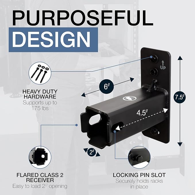 StoreYourBoard Hitch Wall Mount – Heavy Duty 2" Bike and Cargo Rack Hanging - Image 3