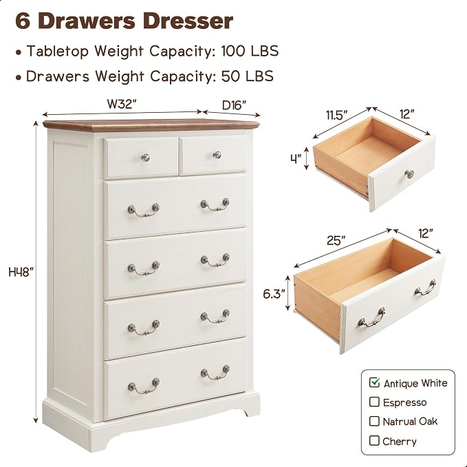 T4TREAM 6 Drawers Dresser Chests - Image 2