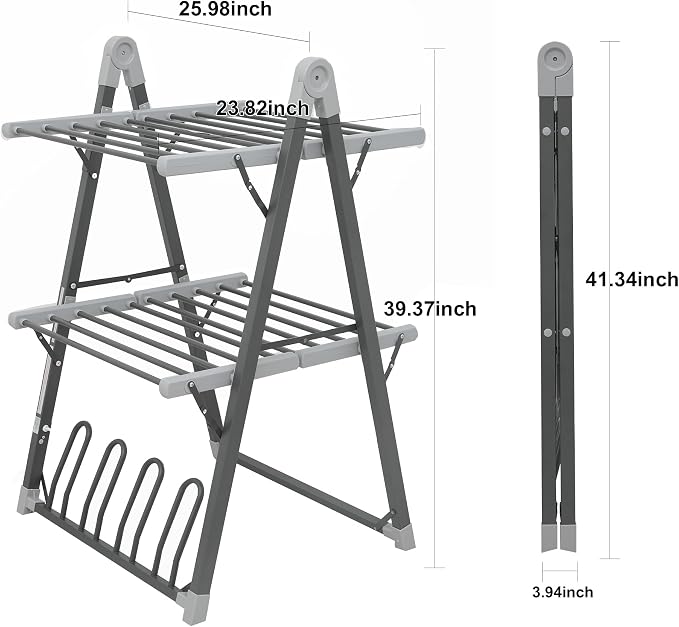 Electric Heated Clothes Drying Rack, Foldable Heated Garment Dryer - Image 4