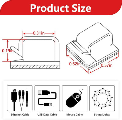 100PCS Cable Clips, Abnii Adhesive Wire Cord Organizer, Small | Cable - Image 2