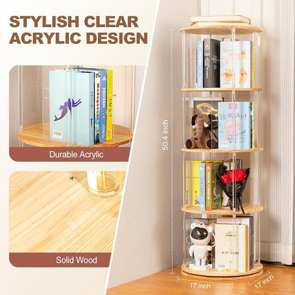 TAKEKIT 360° Rotating Bookshelf, 4-Tier Spinning Book Shelf Tower - Image 2
