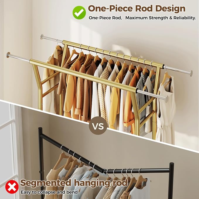 HYSEYY Heavy Duty Clothes Rack, Rolling Clothing Rack - Image 7