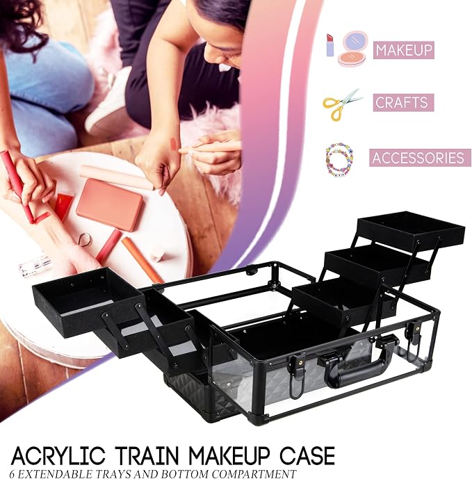 Ver Beauty Makeup Train Case 14 inch Armored Acrylic Large Portable Cosmetic - Image 4