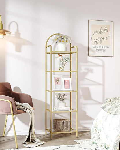 Hzuaneri Bookcase Bookshelf, Tempered Glass Bookshelves | Slim Shelving Unit - Image 9