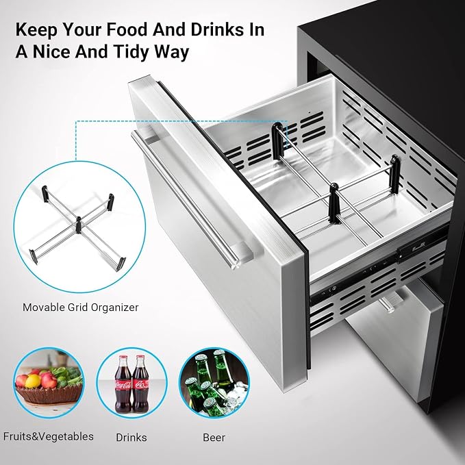 BODEGA 24 Inch Beverage Fridge under Counter, 2 Drawer Outdoor Coolers - Image 3