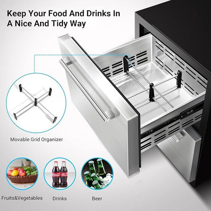 BODEGA 24 Inch Beverage Fridge under Counter, 2 Drawer Outdoor Coolers - Image 3