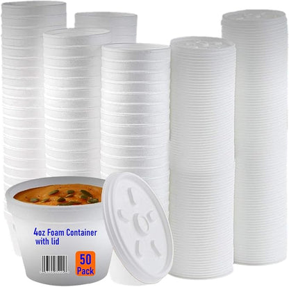 Mr Miracle Foam Bowl with Lid for Hot and Cold Foods – 4 Ounce Disposable Soup by MrMiracle