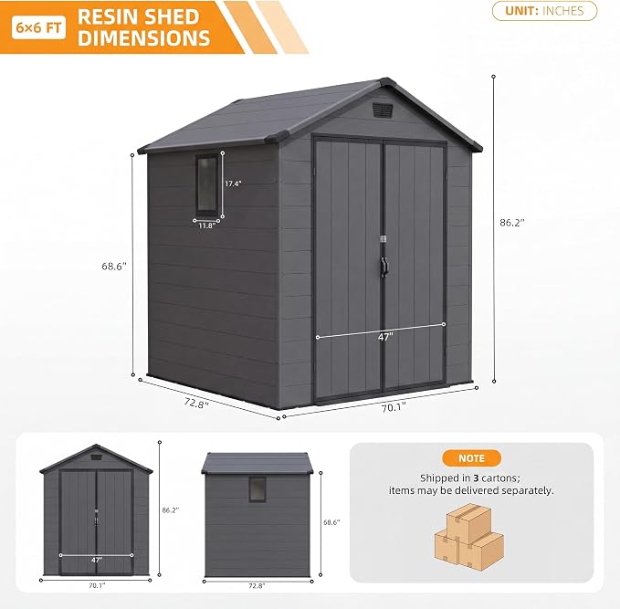 Patiowell 6X6 FT Plastic Outdoor Storage Shed - Image 3
