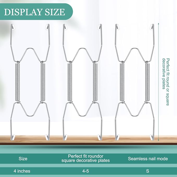 Hotop 12 Pieces Plate Hangers for Wall Stainless Steel Wire Invisible Heavy - Image 2