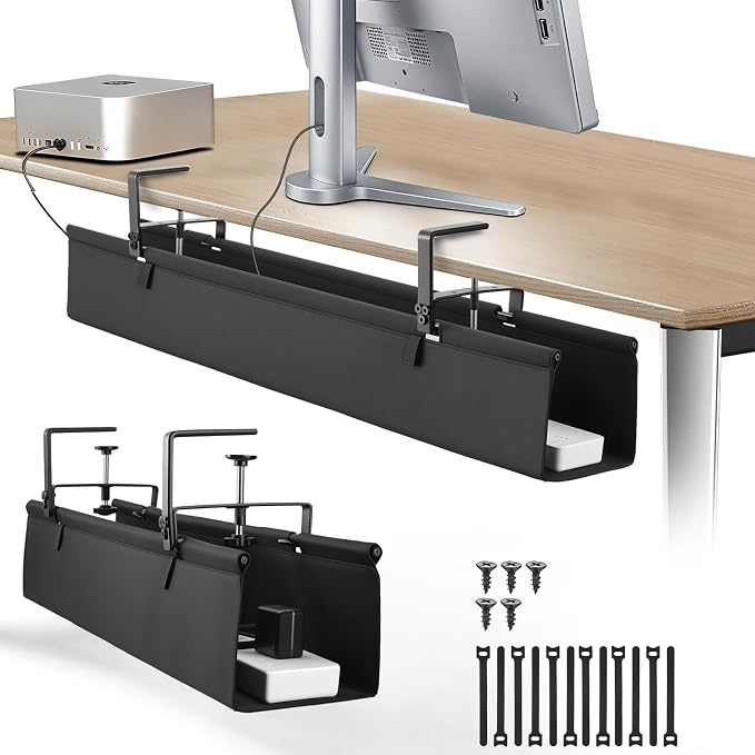 Oxford Cloth Under Desk Cable Management Tray, No-Drill 48" Desk Cable by Atrastout