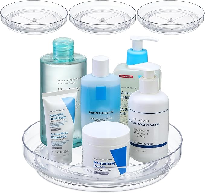4 Pack 9 Inch Clear Acrylic Lazy Susan, Non-Skid Turntable Organizer - Image 8