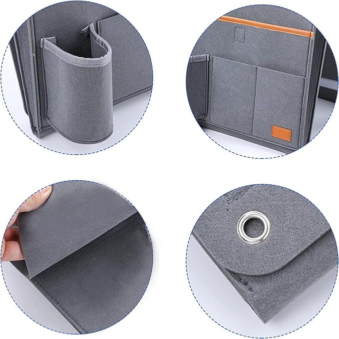 Bringsine Bedside Caddy, Felt Bed Storage Organizer Hanging Bag Holder - Image 4