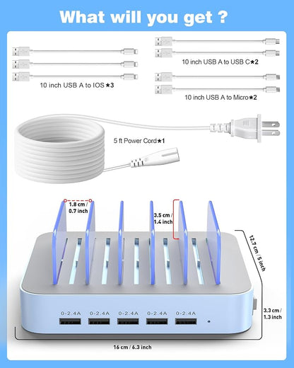 MSTJRY Charging Station for Multiple Devices : 5 Port Multi USB-A Charger - Image 7