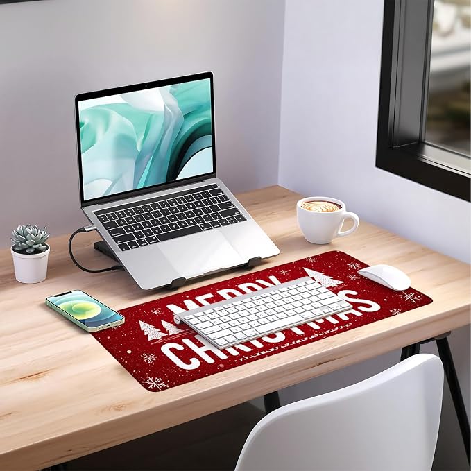 Merry Christmas Gaming Mouse Pad 31.5"x11.8"Desk Mat Anti-Slip Rubber Base & - Image 7