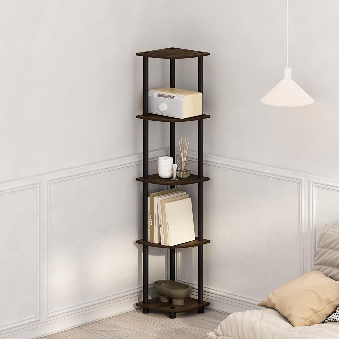 Furinno Turn-N-Tube Storage Shelves, 5-Tier Book Shelf, Corner Shelf - Image 2