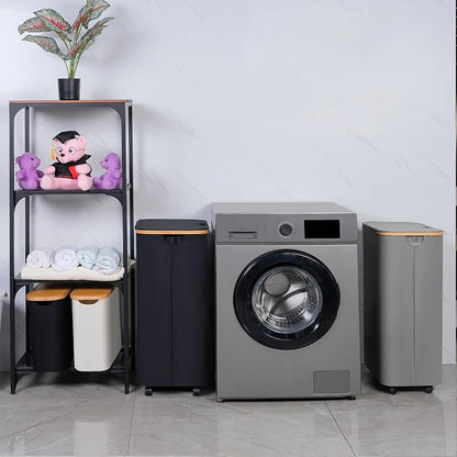 Laundry Basket with Wheels, 110L Black Clothes Hamper - Image 6