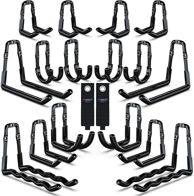 3-H Garage Wall Hooks 18 Pack, One-Piece Construction Garage Hooks Heavy Duty by 3-H