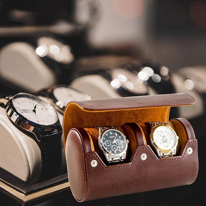 MR.OKAY 2 Watch Travel Case- Classic Leather Watch Case - Image 3