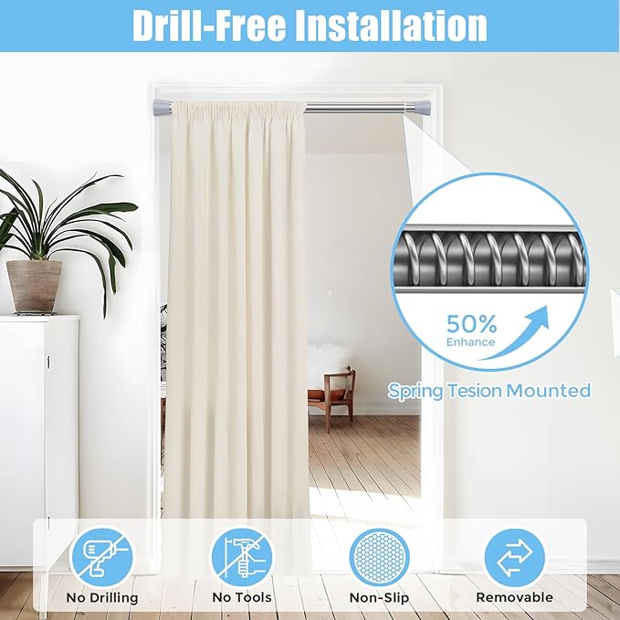 AIZESI Shower Curtain Rod 45-77 Inch Adjustable No Drilling, No Slip, - Image 3