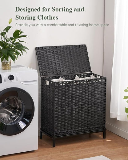 SETVSON Laundry Hamper with Lid 132 L, Clothes Hamper with Lid, Handwoven - Image 6