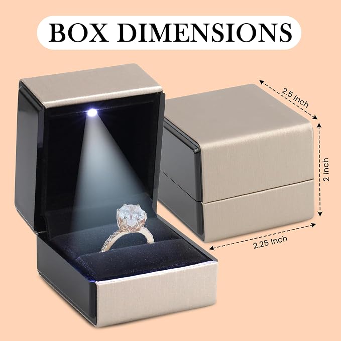 Novel Box Square Shaped Gold Ring Box - Image 2