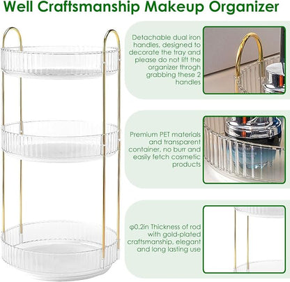 360° Rotating Makeup Organizer for Vanity, 3 Tier Spinning Perfume Cosmetic - Image 5