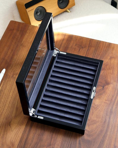Wooden Pen Display Case – 12 Slot Lockable Fountain Pen Storage Box, Gift - Image 4