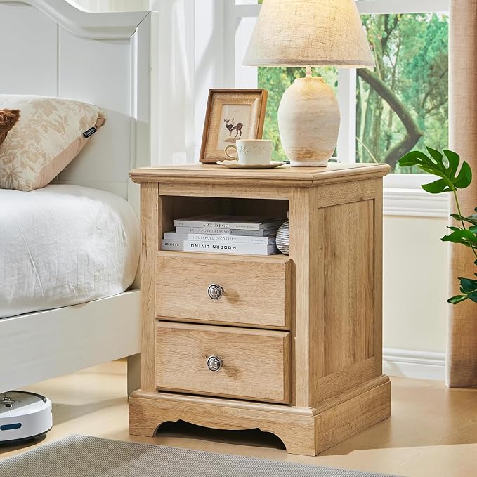 T4TREAM Nightstand with Charging Station, 18 Inch Vintage End Table with 2 by T4TREAMFurniture