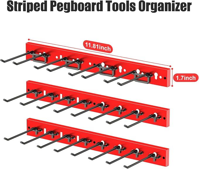 CCCEI 3 Modular Pegboard Strip Storage, Metal Peg Slat Wall Mount - Image 2