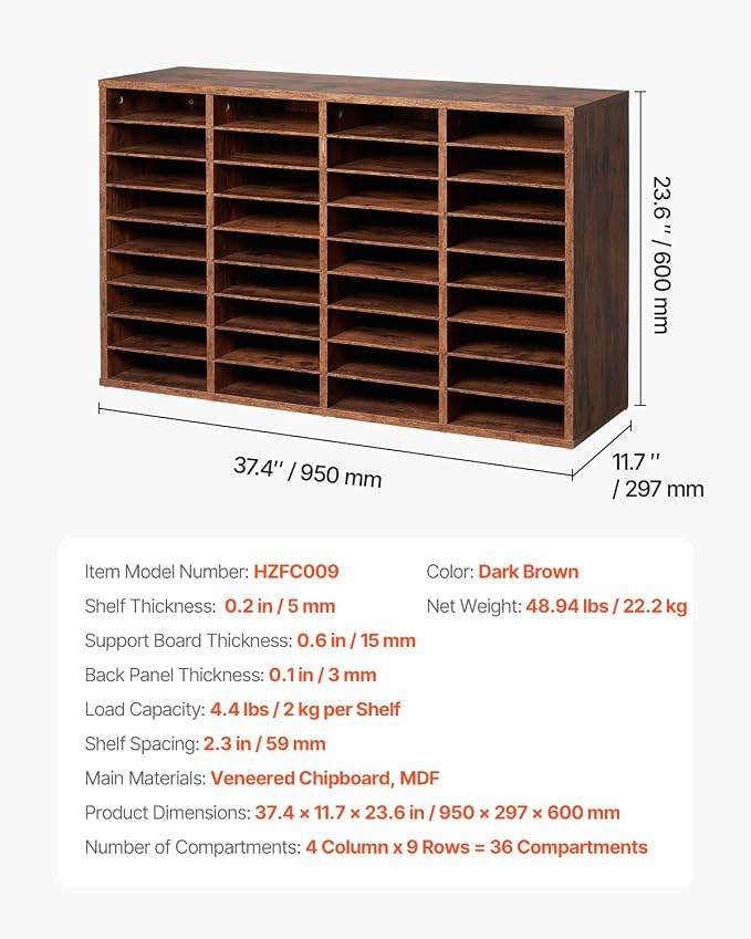VEVOR Literature Organizer, 36 Compartments Office Mailbox - Image 3
