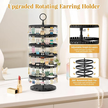 EsLuker.ly Earring Holder Organizer Rotating Stud Display Tree Rack, 6 Tier | - Image 3